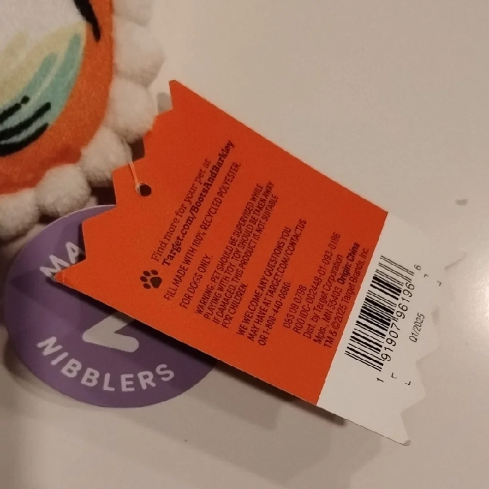 Target Skull Dog Toy - Orange, Black, White